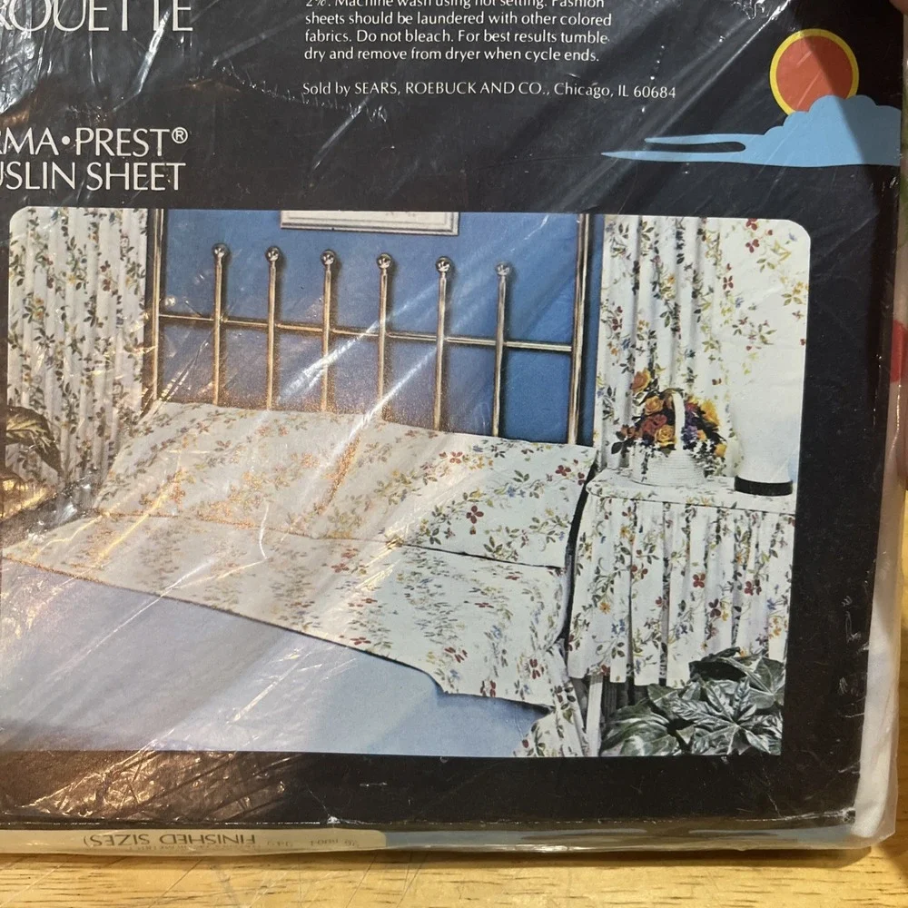 Vtg Pirouette Floral Country Cottage Twin Flat Sheet‎  by Sears NOS